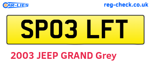 SP03LFT are the vehicle registration plates.