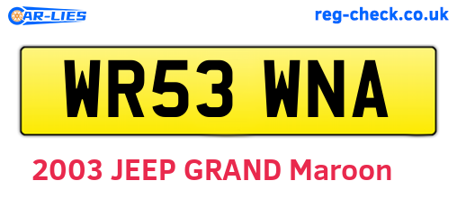 WR53WNA are the vehicle registration plates.