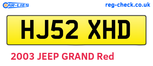 HJ52XHD are the vehicle registration plates.