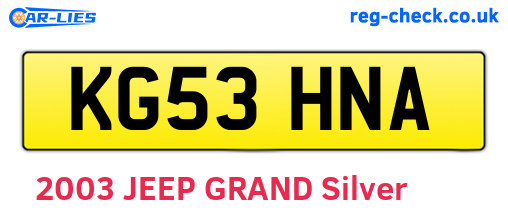 KG53HNA are the vehicle registration plates.