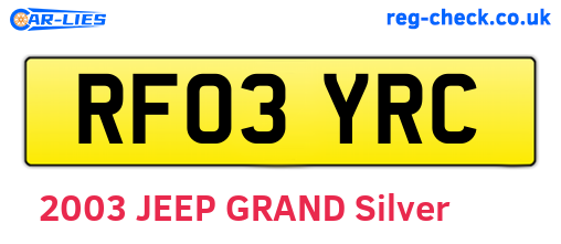 RF03YRC are the vehicle registration plates.