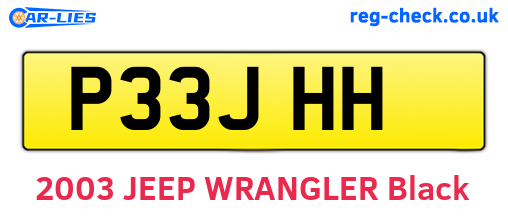 P33JHH are the vehicle registration plates.