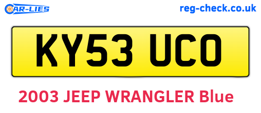 KY53UCO are the vehicle registration plates.