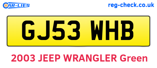 GJ53WHB are the vehicle registration plates.