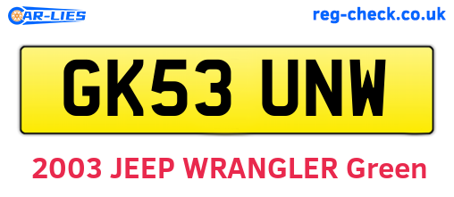 GK53UNW are the vehicle registration plates.
