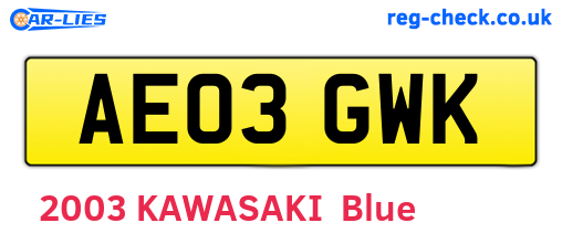 AE03GWK are the vehicle registration plates.