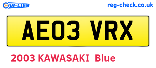 AE03VRX are the vehicle registration plates.