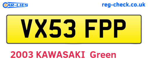 VX53FPP are the vehicle registration plates.