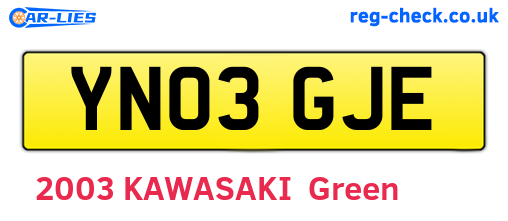YN03GJE are the vehicle registration plates.