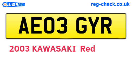 AE03GYR are the vehicle registration plates.