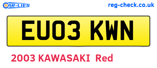 EU03KWN are the vehicle registration plates.
