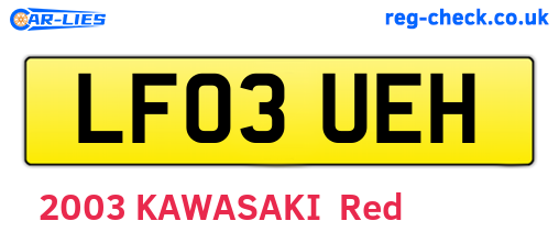 LF03UEH are the vehicle registration plates.