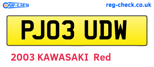PJ03UDW are the vehicle registration plates.