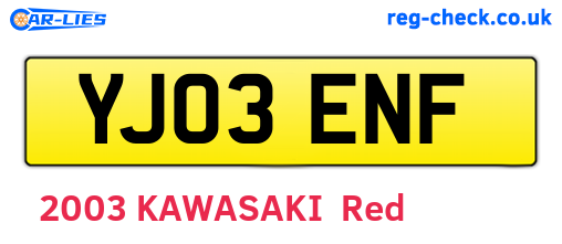 YJ03ENF are the vehicle registration plates.