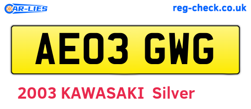 AE03GWG are the vehicle registration plates.