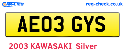AE03GYS are the vehicle registration plates.