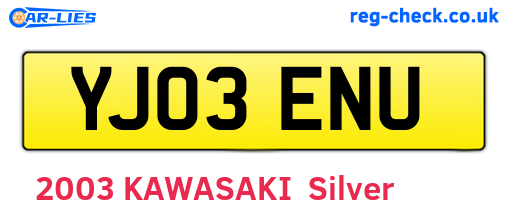 YJ03ENU are the vehicle registration plates.