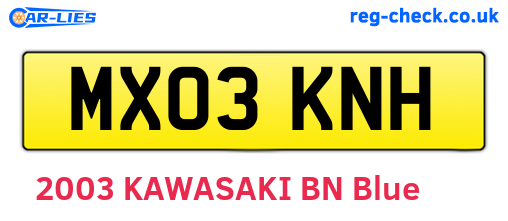 MX03KNH are the vehicle registration plates.