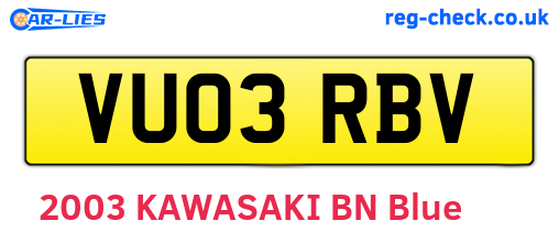 VU03RBV are the vehicle registration plates.