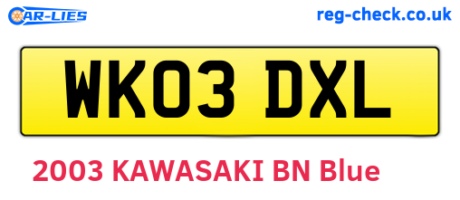 WK03DXL are the vehicle registration plates.