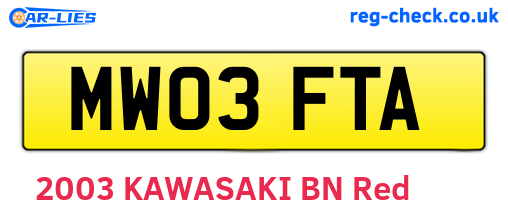MW03FTA are the vehicle registration plates.