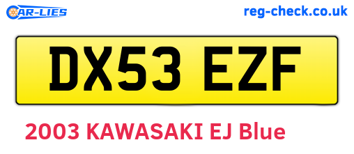 DX53EZF are the vehicle registration plates.