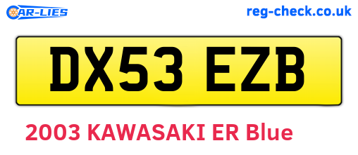 DX53EZB are the vehicle registration plates.