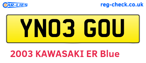 YN03GOU are the vehicle registration plates.