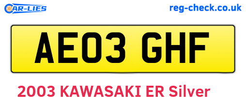 AE03GHF are the vehicle registration plates.