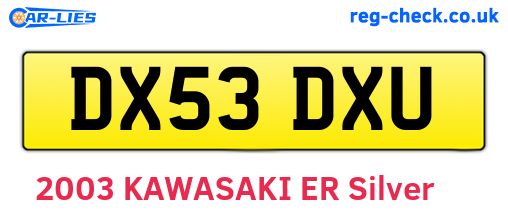 DX53DXU are the vehicle registration plates.