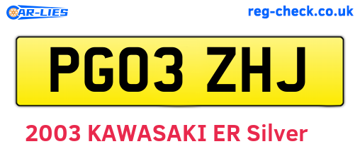 PG03ZHJ are the vehicle registration plates.