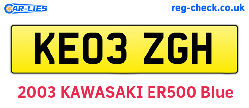 KE03ZGH are the vehicle registration plates.