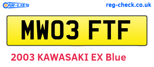 MW03FTF are the vehicle registration plates.