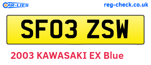 SF03ZSW are the vehicle registration plates.