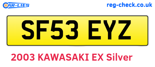 SF53EYZ are the vehicle registration plates.