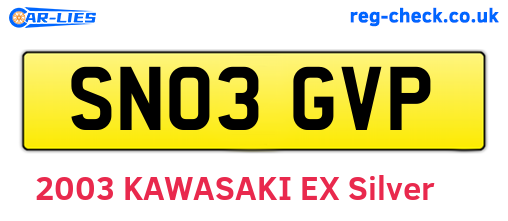 SN03GVP are the vehicle registration plates.