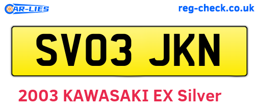 SV03JKN are the vehicle registration plates.