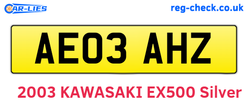 AE03AHZ are the vehicle registration plates.