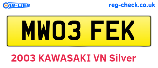 MW03FEK are the vehicle registration plates.