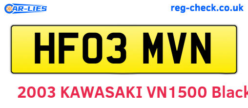 HF03MVN are the vehicle registration plates.