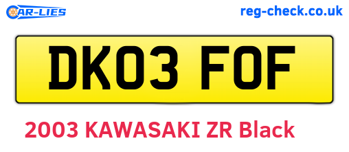 DK03FOF are the vehicle registration plates.
