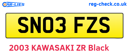 SN03FZS are the vehicle registration plates.