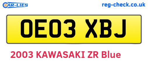 OE03XBJ are the vehicle registration plates.