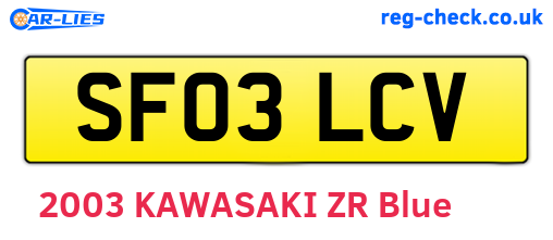 SF03LCV are the vehicle registration plates.
