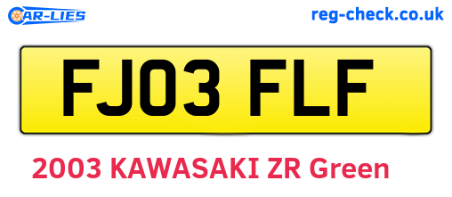FJ03FLF are the vehicle registration plates.