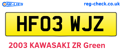 HF03WJZ are the vehicle registration plates.