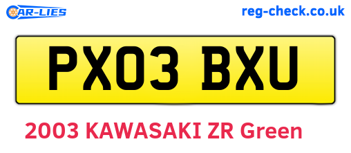 PX03BXU are the vehicle registration plates.