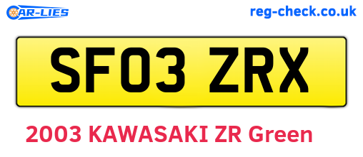 SF03ZRX are the vehicle registration plates.