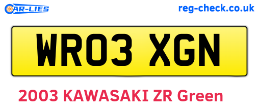 WR03XGN are the vehicle registration plates.