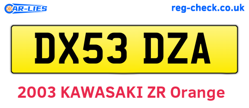 DX53DZA are the vehicle registration plates.